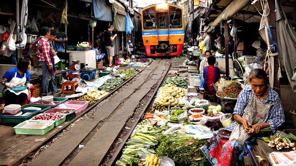 Rom Hoop market or Folding Umbrella Market where vendors and sho